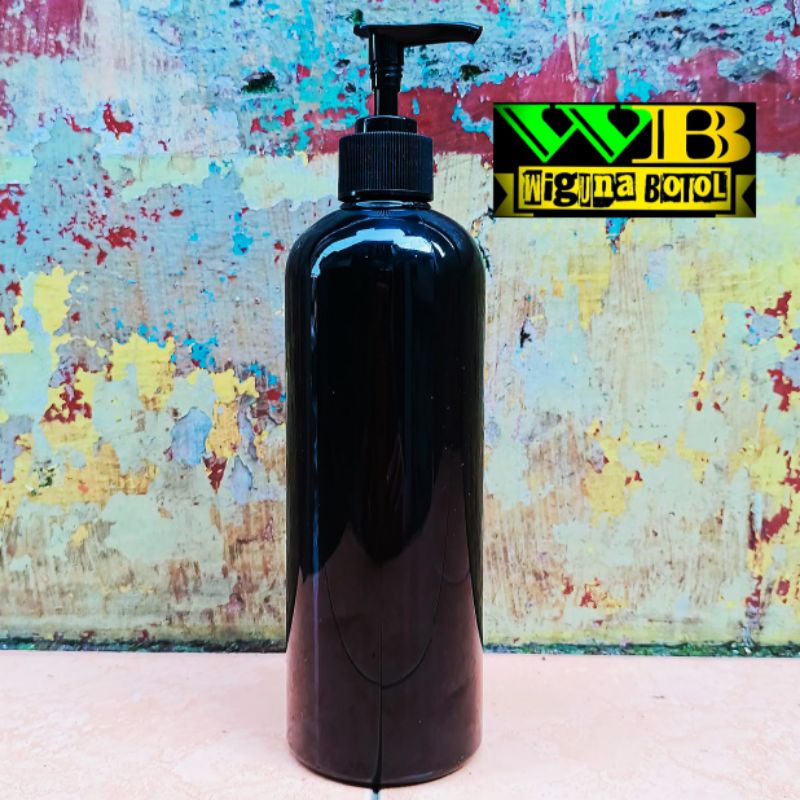 Botol Pump 500ml Hitam Model Tinggi / Botol PET 500ml Hitam Model Tinggi Tutup Pump Lotion