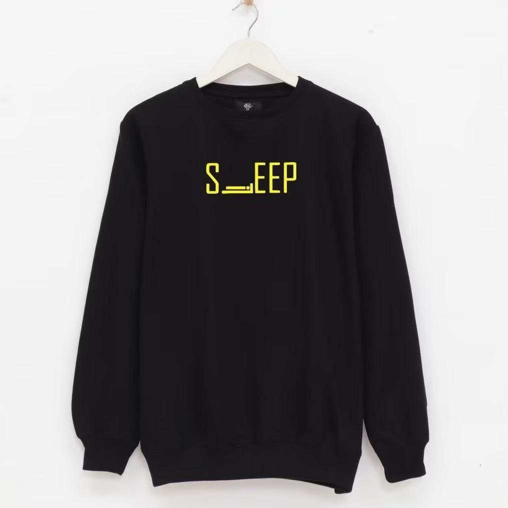 Sweater Crewneck Hitam Sleep Pria Wanita Aesthetic Original Distro Premium Crewnek Cowok Cewek Berkualitas Brand Lokal Bandung