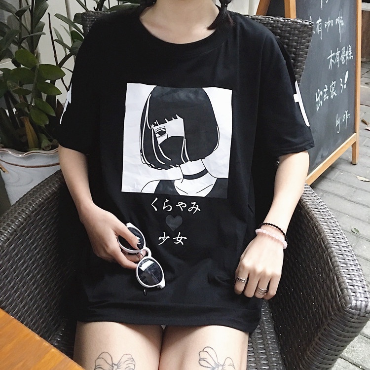 Tshirt Girl With Mask Streetwear Premium Cotton Combed Unisex