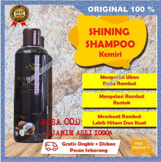[BISA COD] Shining Shampo Kemiri Mengatasi Uban dan Rambut Rontok ASLI BPOM
