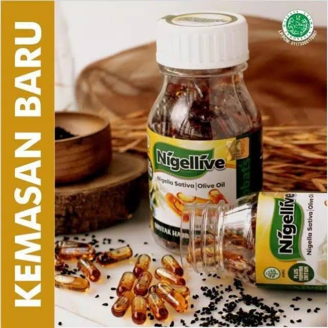 Nigellive Habbatussauda Plus Olive Oil Minyak Jinten Hitam Plus Minyak Zaitun 200 Kapsul Indonesia