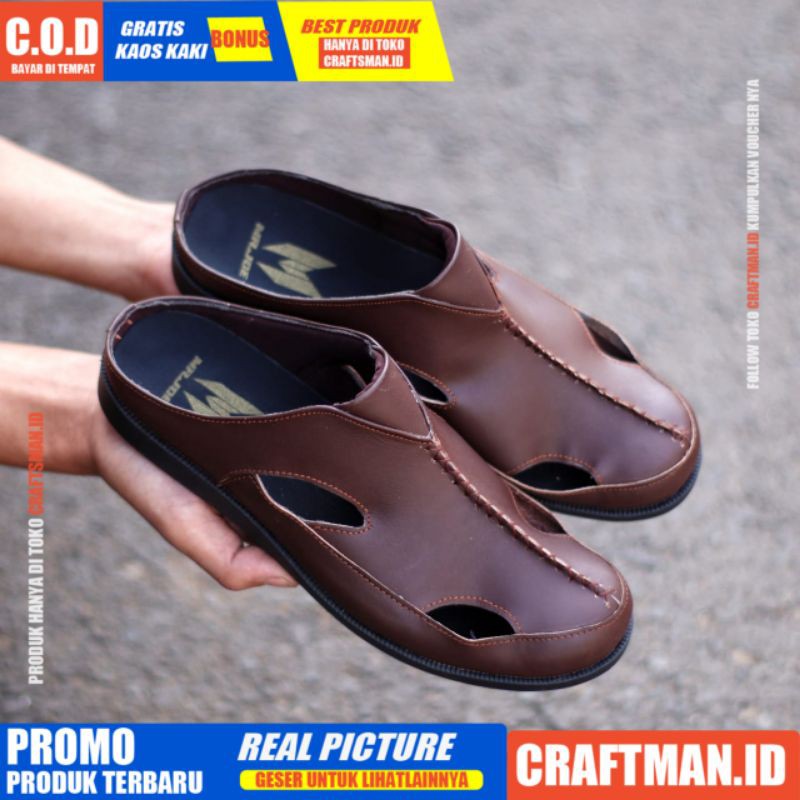 CRAFFTS X HIRO Sandal Kulit pria Bustong Sendal Casual Pria Original