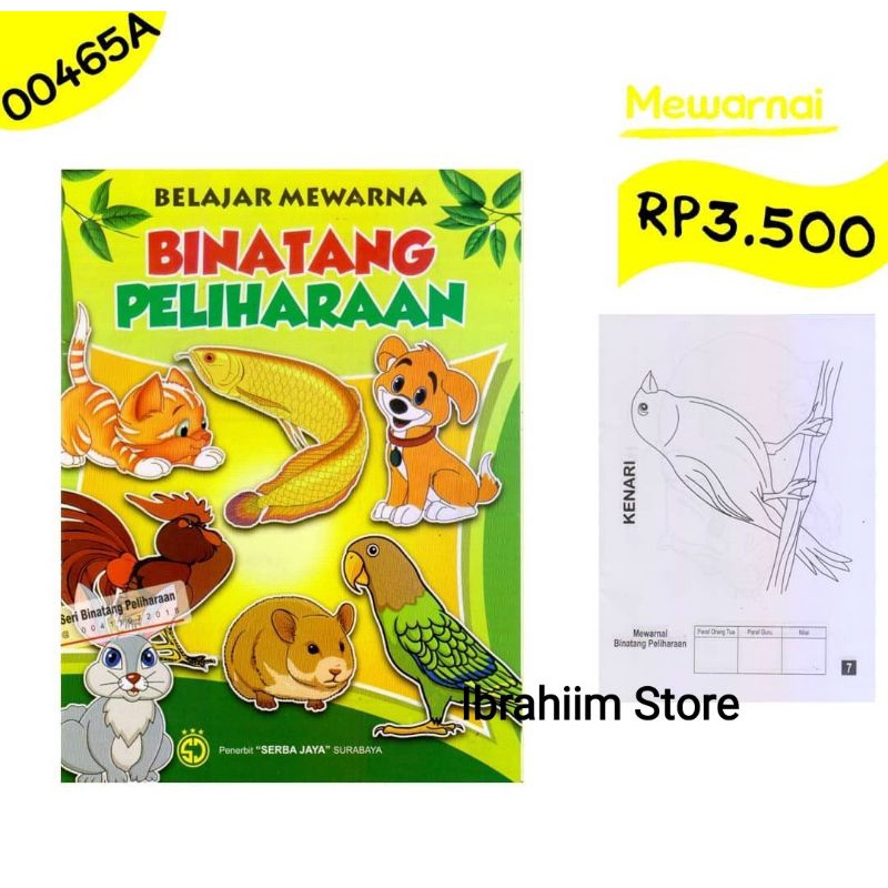 BUKU MEWARNAI ANAK MURAH BUKU BELAJAR MEWARNAI BINATANG PELIHARAAN