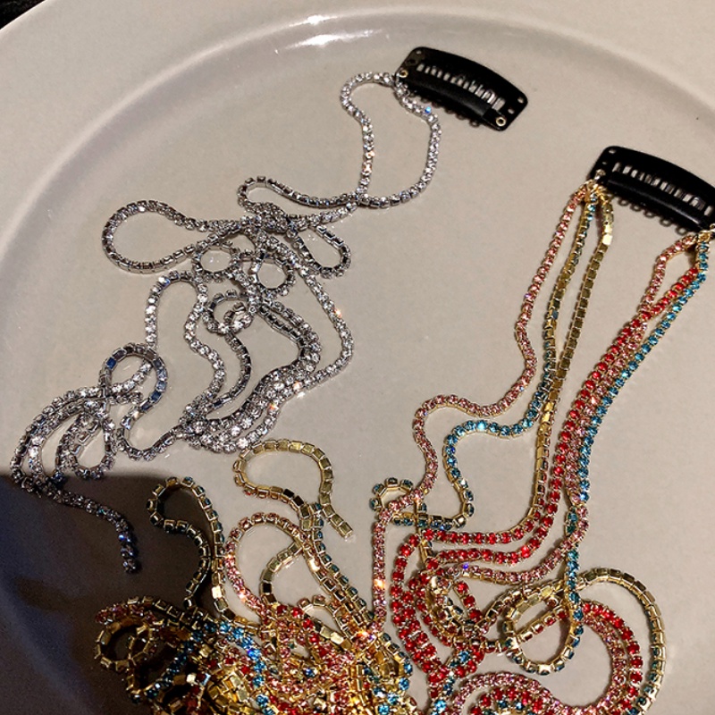 Hot Girl! Dress Mini Lengan Pendek Untuk Anak Perempuan Aksesoris Jepit Rambut Model Rantai Rumbai Aksen Berlian Imitasi