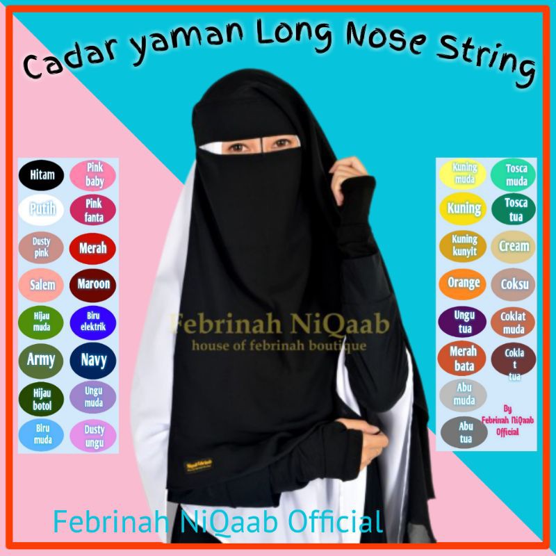 Cadar niqab yaman long nose string niqob yaman long jumbo niqab garis hidung