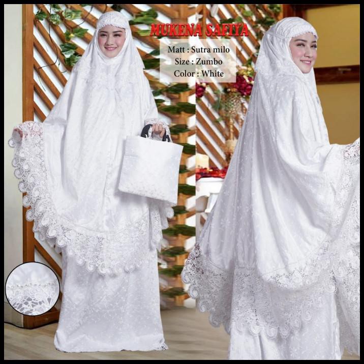 Mukena Dewasa |Mukena Bordir Sutra Premium Mukena Traveling Safiya Jsn - Putih