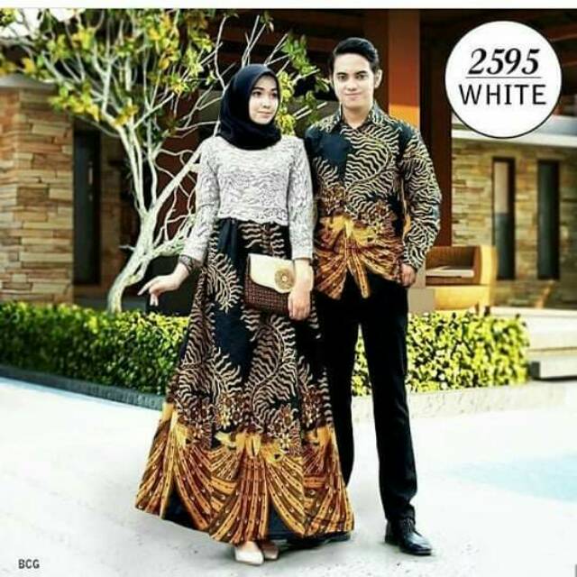 Gamis brukat 2595 couple gamis syari gamis muslim kebaya modern batik couple
