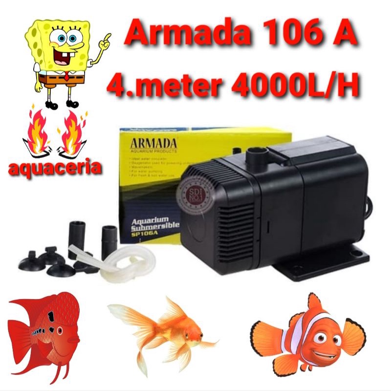 Armada 106 Pompa celup air aquarium kolam hidrofonik 4meter 4000L/H