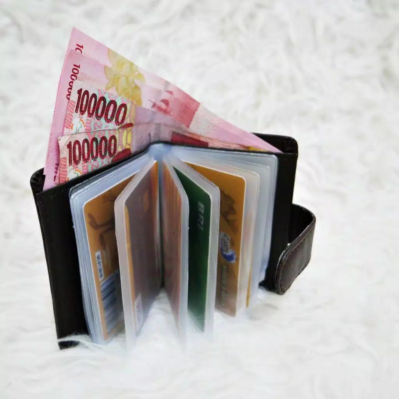 Dompet Kartu Tikar Waterproof 14 Slot ada Slot Uang Kertas Motif Botega