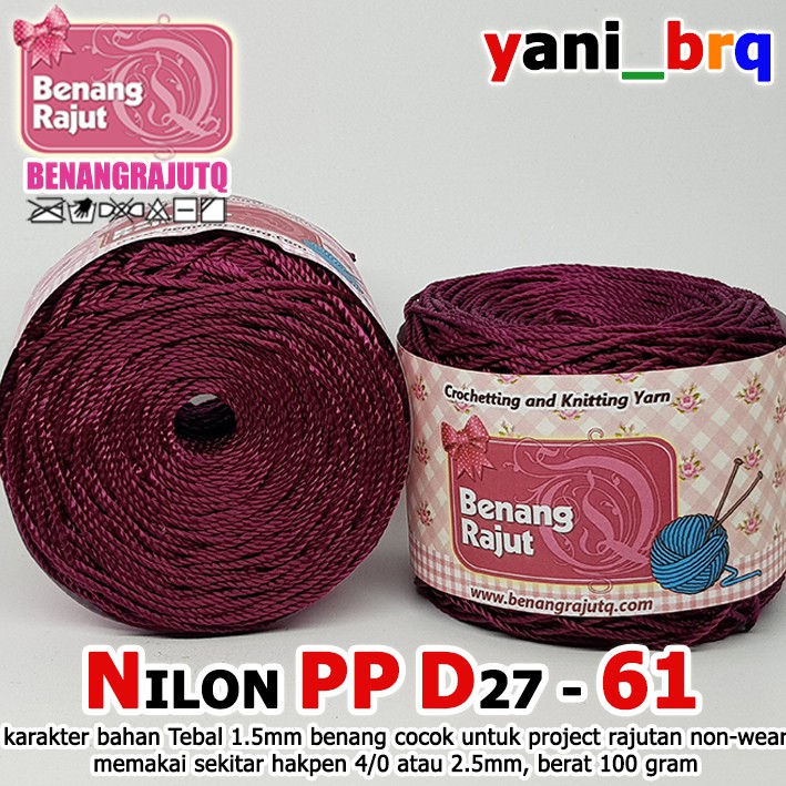 BENANG RAJUT NILON PP D27 POLOS 61 WARNA MAROON