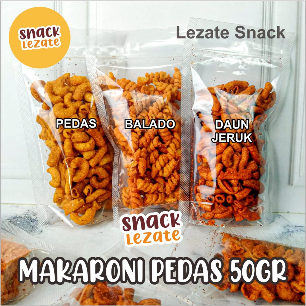 

Makaroni Bantet Daun Jeruk Makaroni Spiral Murah 50GR / Macaroni Pedas Daun Jeruk Kiloan / Makaroni Bantat LEZATE SNACK