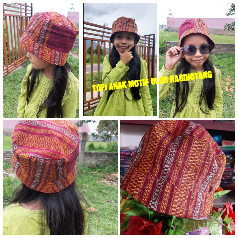 Topi Pantai Etnik Batak Sibolang Ragihotang Mangiring Santai untuk Anak