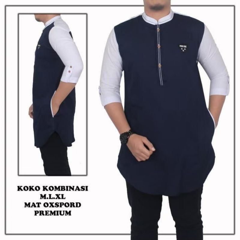 Bisa bayar di tempat / Koko pria lengan 3/4 / kurta pakistan premium dengan bahan oxford jahitan rapi tampil elegant sunnah muslim / kurta pria reglan benang timbul