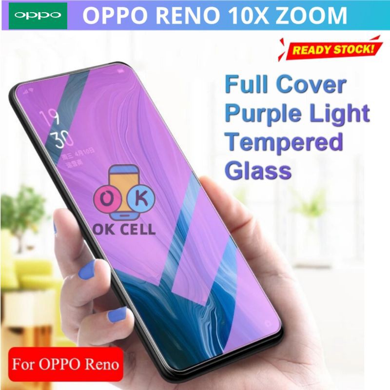 Tempered Glass TG Anti Gores Blue Light Radiasi Oppo Reno 10x Zoom Full Layar Kamera Belakang