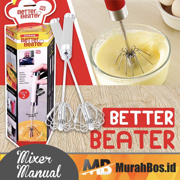 (1 Set Isi 2 Pcs) Hand Mixer Otomatis (MANUAL) / BETTER BEATER Bisa Buat Bikin Dalgona Coffee