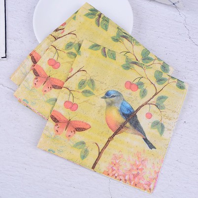 Decoupage Napkin - Tissue Decoupage 2Ply AN-Cherry Bird