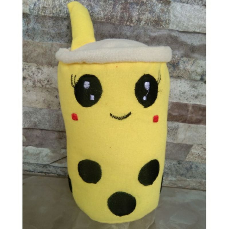 Pop It Boba Cup Macaron & Boneka Boba 25cm | Popit Makaron Boba-BOBA 25CM (KUNING T)