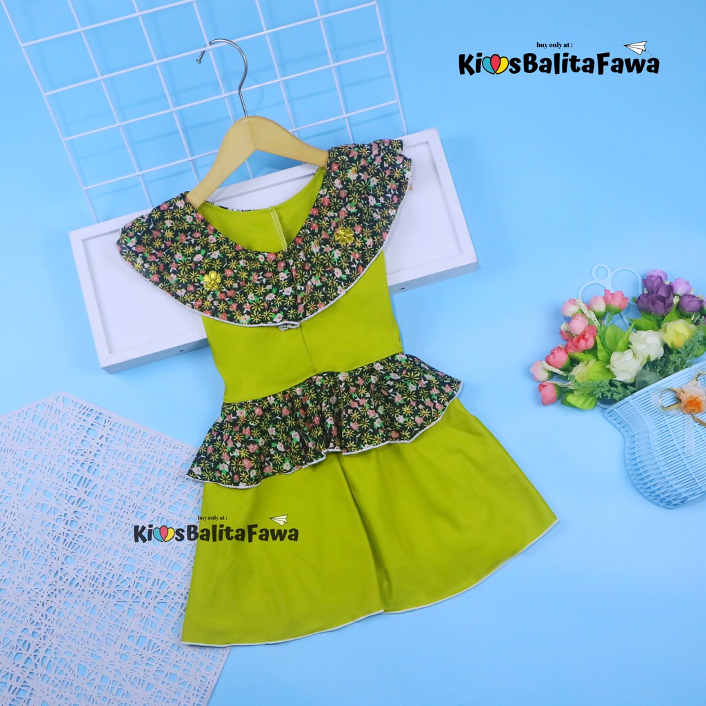 Dress Helen Bayi 3-12 Bulan  / Dres Brukat Baby Anak Perempuan Baju Yukensi Pesta Murah Harian Adem