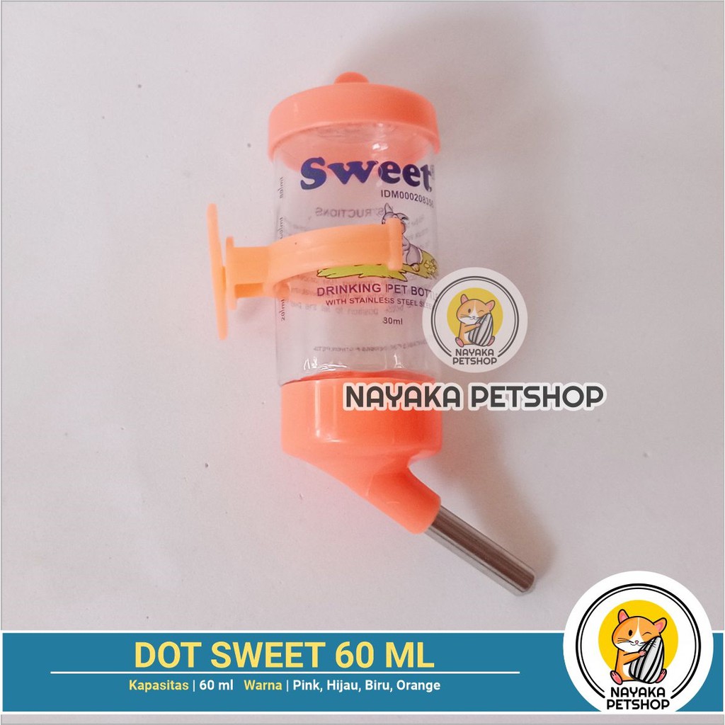 Sweet 60 ml Dot Minum Hamster Botol Air Tupai Tempat Minum Bajing Tikus Sugar Glider