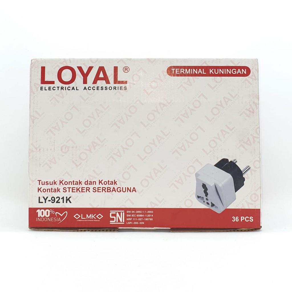 @36 Pcs (1 Kotak) Loyal LY-921K Steker Serbaguna SNI/Over Steker Serbaguna/Colokan Listrik Kaki 3