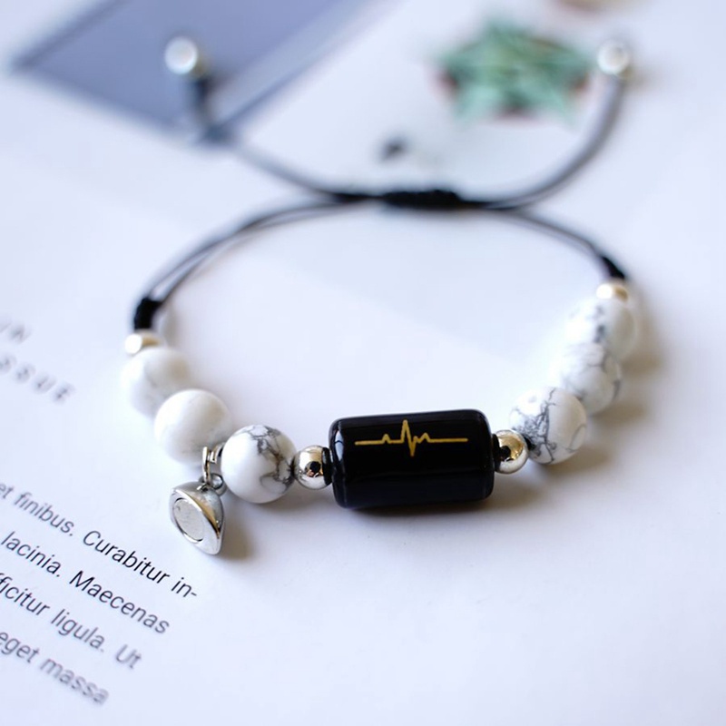 Fancyqube 2pcs / Set Gelang Batu Magnet Gaya Vintage Untuk Pasangan