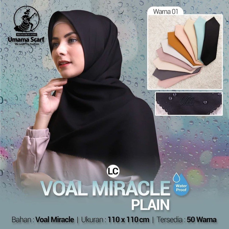 [BISA COD] VOAL MIRACLE WATERPROOF UMAMA SCARF / HIJAB JILBAB SEGIEMPAT VOAL MIRACLE WATERPLASH