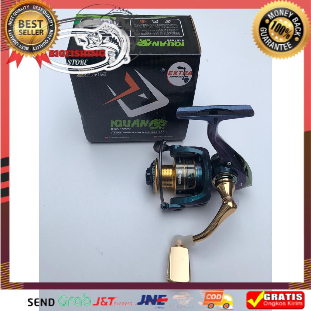 Reel Pancing Daido Iguana Spin 1000 2000 3000 Power Handle Bonus Handle dan Drag Knob Mantap