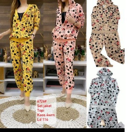Setelan jacket hoodie wanita import | mickey mouse