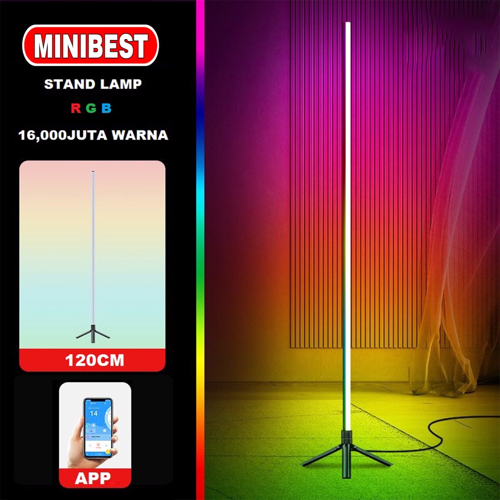 MINIBEST Lampu RGB Stand Sudut Lantai Minimalis / Standing Side Floor Lamp / Lampu Dekorasi standing rgb