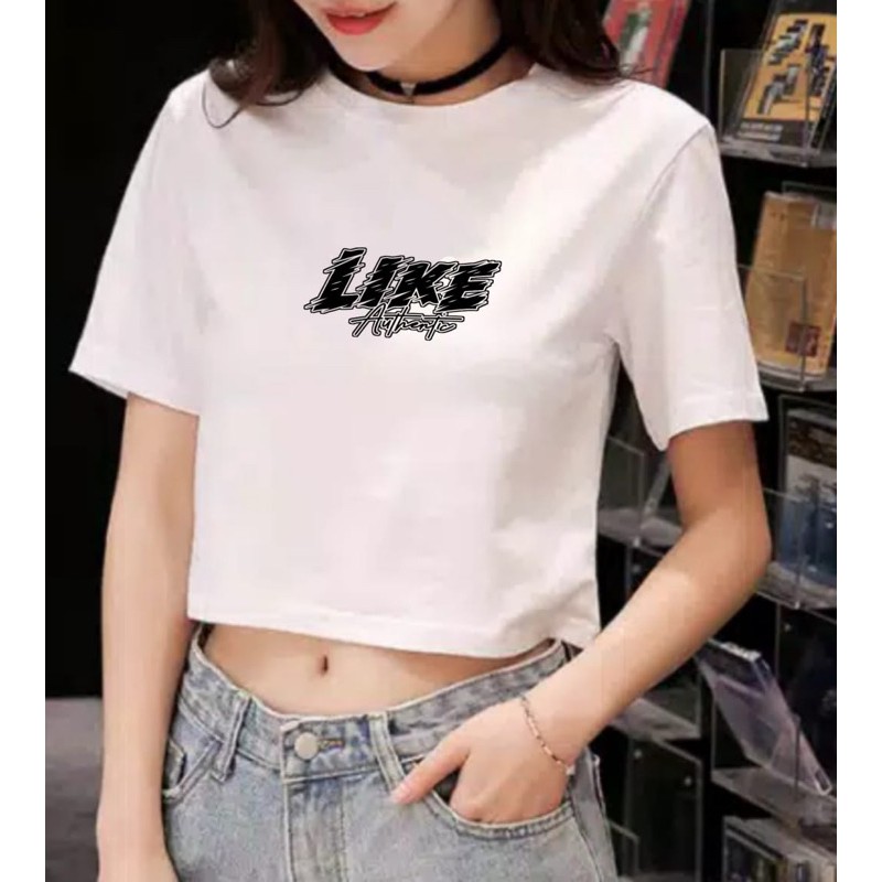 Baju Kaos LIKE AUTHENTIC Crop Cewek Trend Bahan Cotton Combed 32s Kualitas Distro READY STOCK