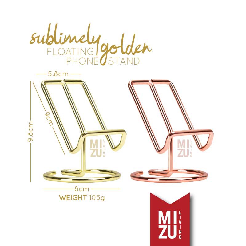 SUBLIMELY GOLDEN Floating Phone Stand Mobile Phone Holder Tempat Berdiri HP Senderan Dudukan HP Emas