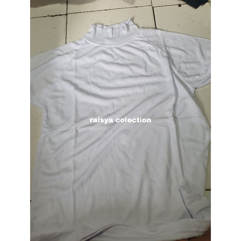 kaos dalaman putih polos leher tinggi