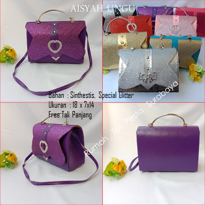 Tas Imut,Tas Kondangan,Tas Gliter,AISYAH UNGU