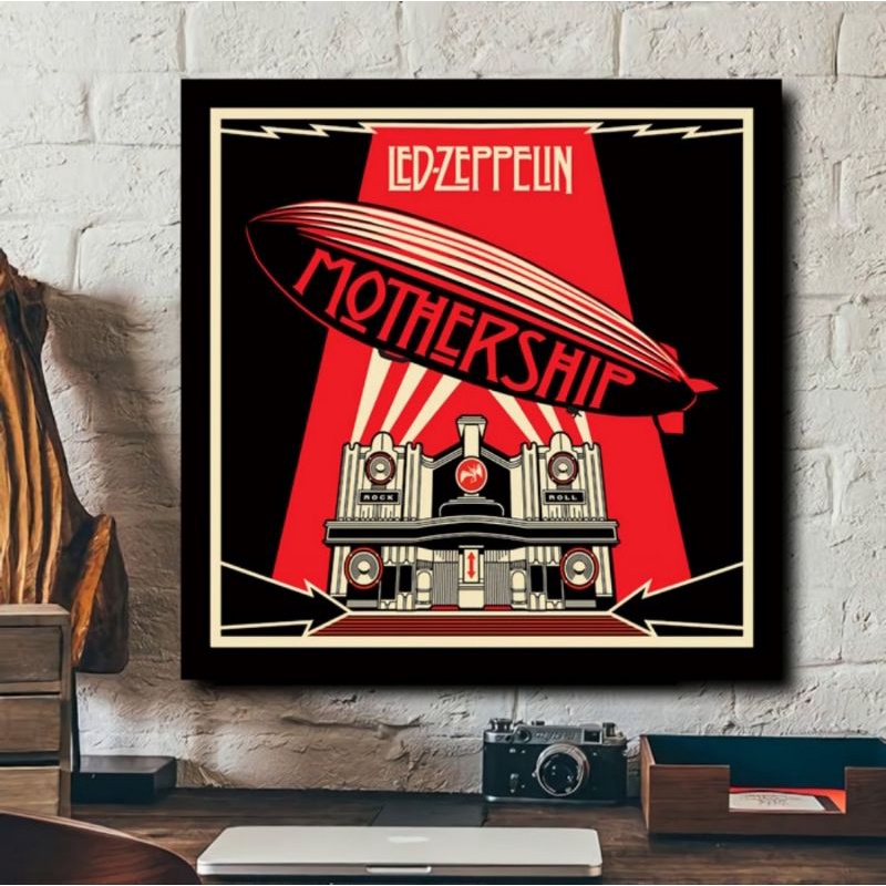 hiasan dinding poster kayu walldecor band led zeppelin