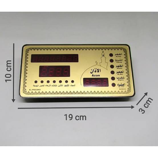 Jam Digital Otomatis Mini Auto Adzan Clock AZ-2012 Jam Dinding / Jam Meja Gold