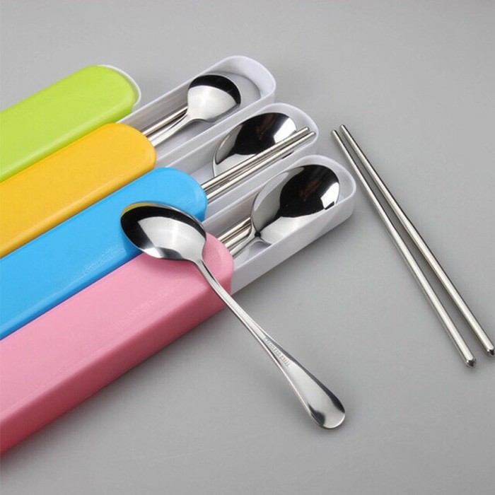 ALAT SET MAKAN SLIDE SENDOK GARPU SUMPIT STAINLESS STEEL