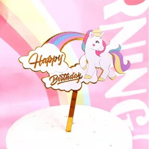 Cake Topper Hiasan Kue Ulang Tahun Ultah Tart Happy Birthday Unicorn B