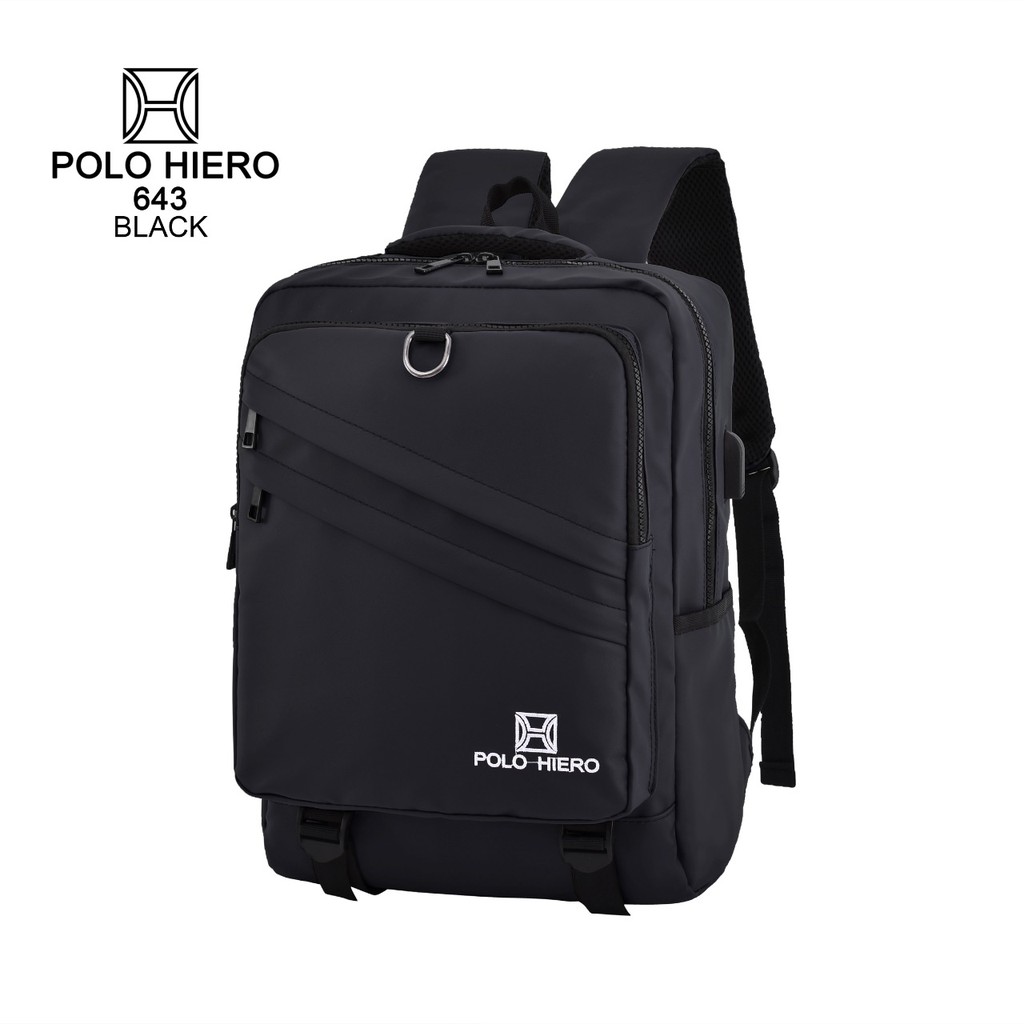 Best seller! Ransel Polo Hiero 643 Tas Sekolah Stylish Bahan Lembut,Licin (Free Kabel USB Extension) BISA COD-1
