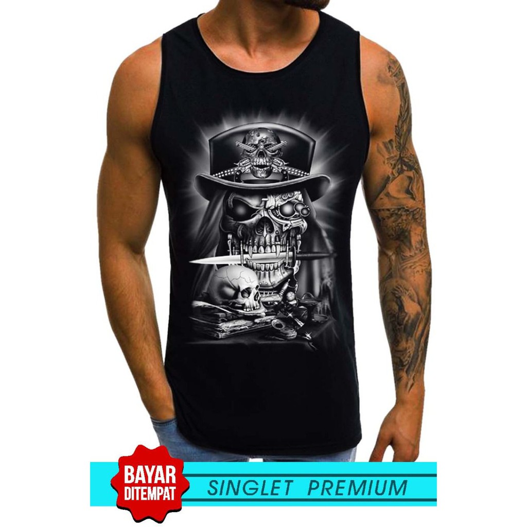 SINGLET LEKBONG PRIA (TENGKORAK PISAU) /SINGLET LEKBONG GYM/LEKBONG / SINGLET/KAOS DALAM PRIA/KUTANG