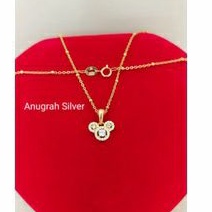 (COD)Kalung anak Jedar + liontin Mickey mouse Rose gold perak asli 925/Silver lapisan emas kuning!!!