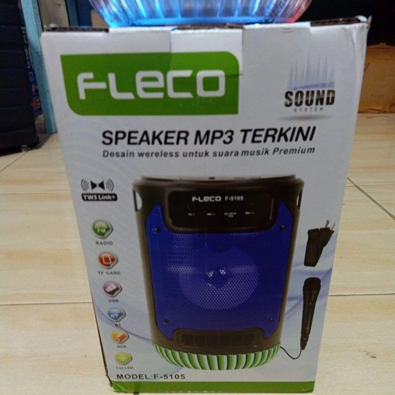 Promo Terbaru!!! Speaker Bluetooth Karaoke Fleco F-5105 di lengkapi LED Speaker Tenteng Usb/Aux/RadioFM Berkualitas