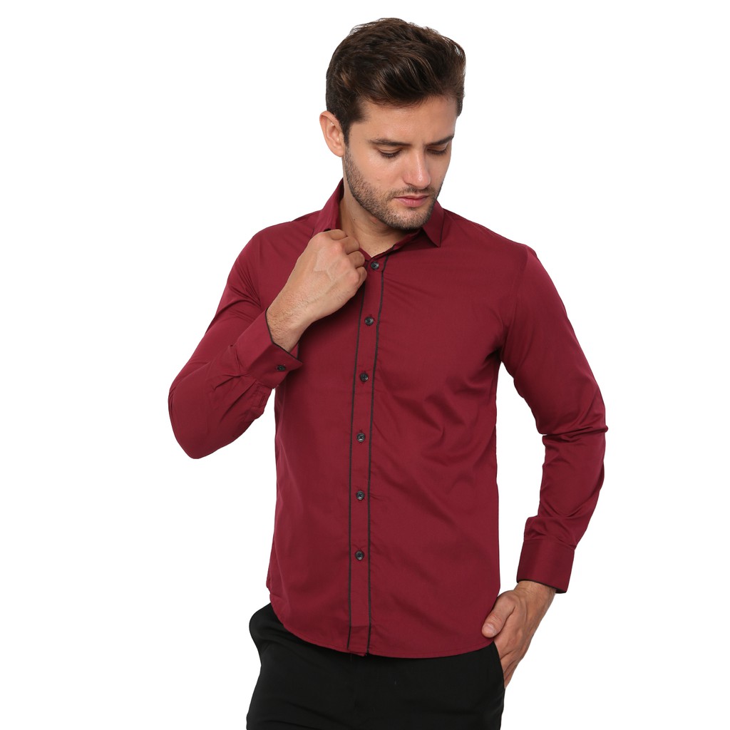 Kemeja Formal/Casual/Modis Import Premium Maroon Kualitas Mall