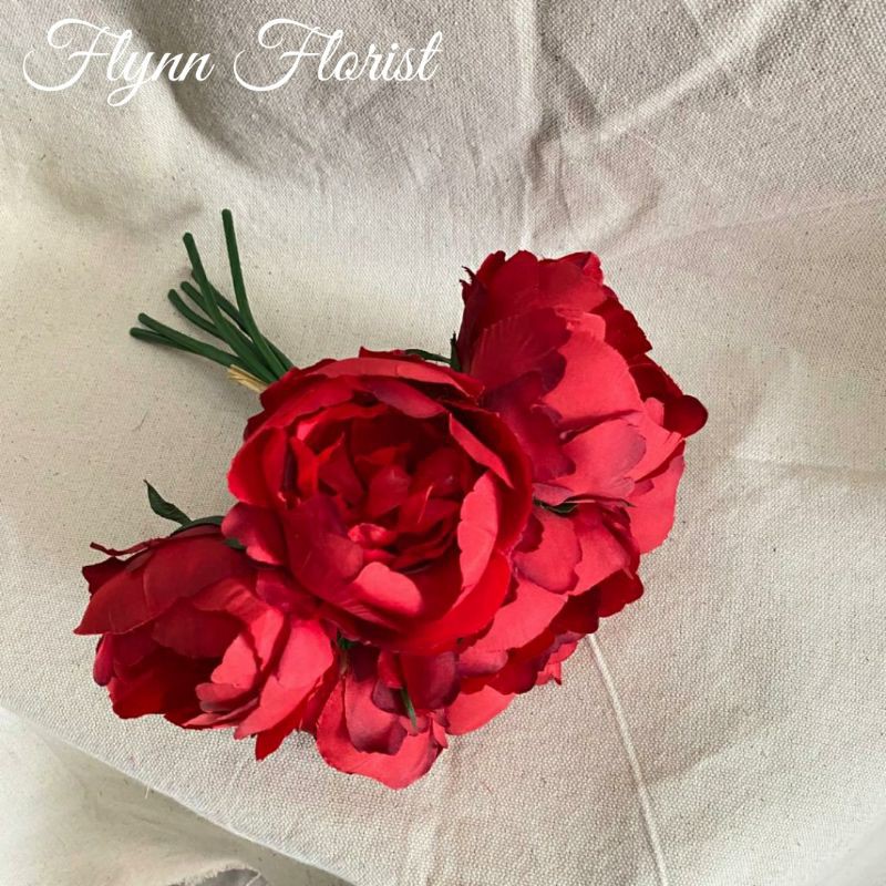 Bunga Peony Paris (per ikat) Bunga Artificial / Bunga Plastik / Bunga Dekorasi / Pernikahan-Merah
