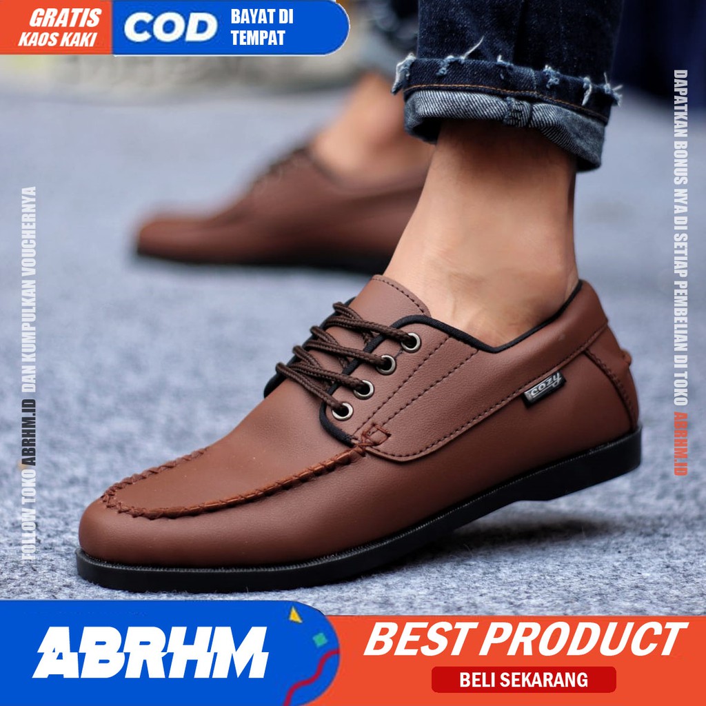 ABRHM X MONZ Sepatu Kasual Pria Sepatu Pria Casual Kulit Pu Sepatu Kerja Cowo/Cowok Ori Santai SepatuSemi Formal Kuliah Kondangan Gaya keren Kekinian Murah Terlaris