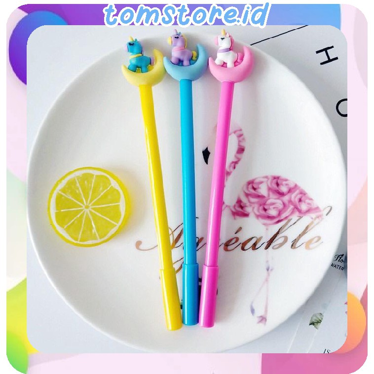 

TOMSTORE.ID R208 PULPEN KARAKTER UNICORN FULL BODY MOON Pulpen Gel Unicorn Stationary Alat Tulis COD
