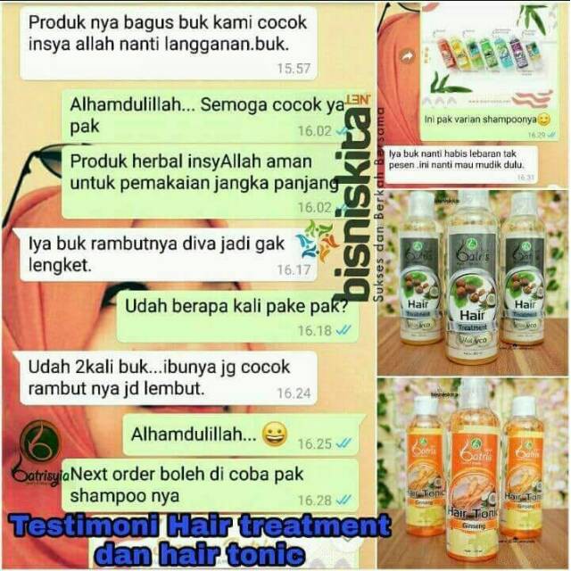 Hair Tonic Ginseng Batrisyia Herbal 250 ml, Tonik Rambut Batris