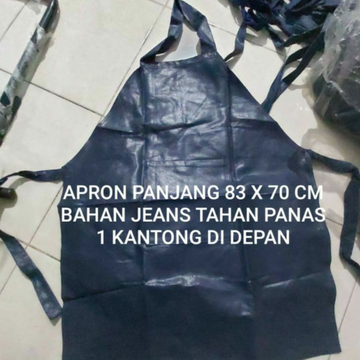 APRON PANJANG BIRU TUA TAHAN PANAS