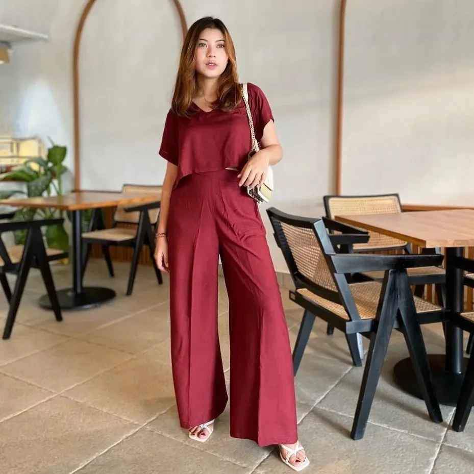 Setelan Layla Crop Top Fit XL  || SETELAN CROP TOP + KULOT