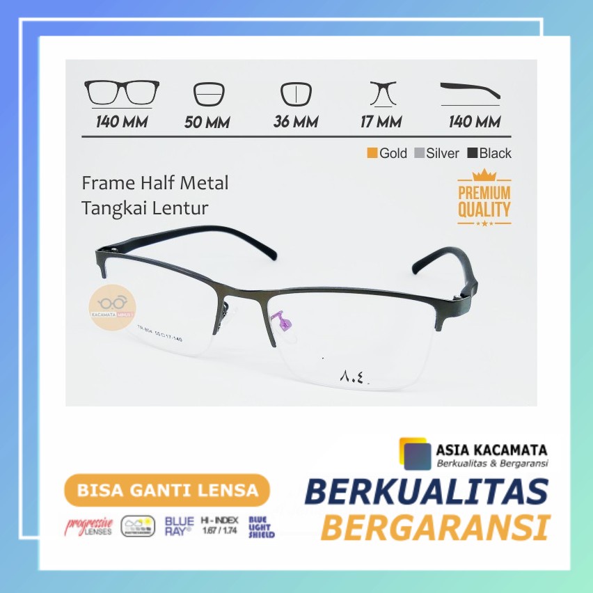 Kacamata Minus Gantung Frame Half - Kacamata Metal Premium Lentur Frame F051