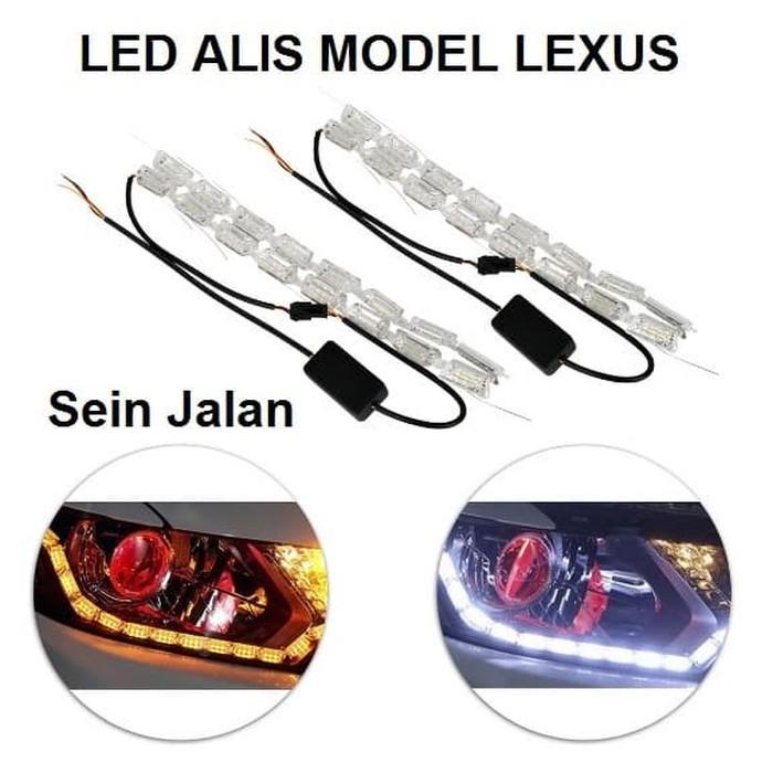 High Quality Lampu LED Alis Crystal Mobil 2 Mode DRL + Sein Kijang